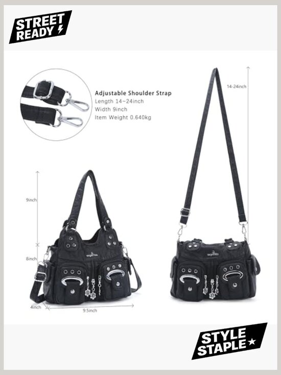 Amazon.com: Angel Kiss Purses and Handbags for Women Washed  Washed Vegan Leather Hobo Purse Crossbody Bag with Adjustable Strap